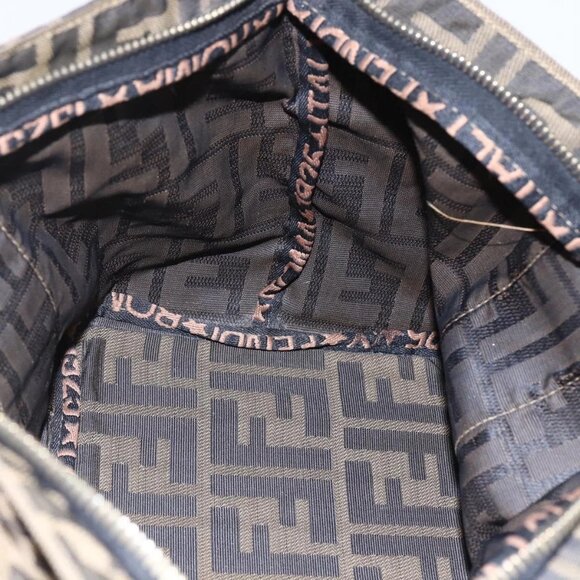FENDI Zucca Canvas Hand Bag Black Brown Auth 148958 - Picture 13 of 16